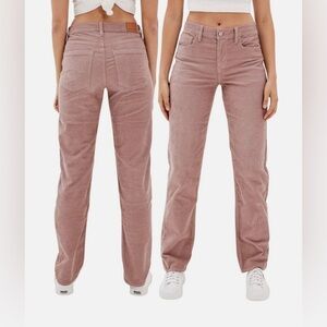 American Eagle Outfitters Light Mauve Corduroy Pants; Straight Leg, Low Rise